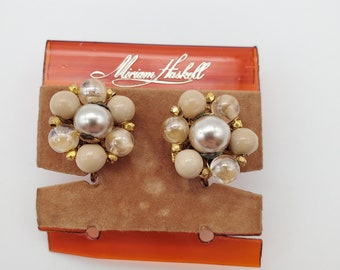 Vintage Miriam Haskell Signed Earrings Original Card