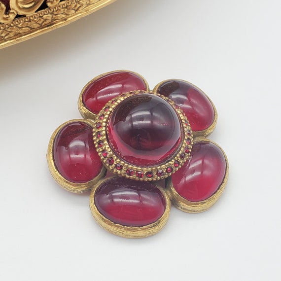 Extremely rare Benedikt NY signed ruby red brooch - image 2