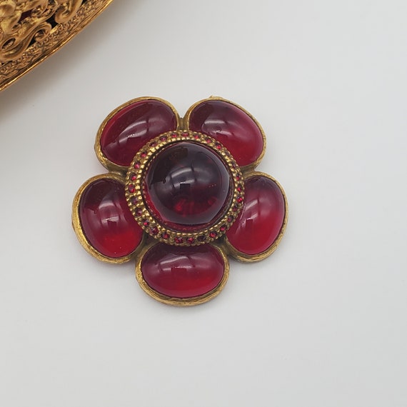 Extremely rare Benedikt NY signed ruby red brooch - image 1