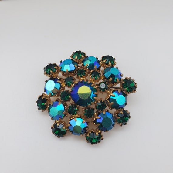 Vintage Czechoslovakia Aurora Borealis Brooch Pin - image 3