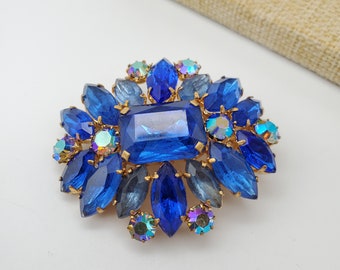 Vintage Czech Blue Brooch