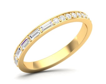 Maurya Change is Constant Baguette and Round Diamond Stackable Wedding Band