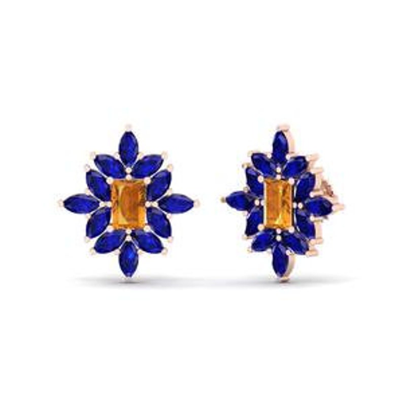 Maurya Water Moss hand made earring with natural diamond and gem Maurya Water Moss hand made earring with natural diamond and gem