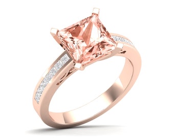 Maurya Morganite 14K Engagement Ring with 100%Natural Diamond