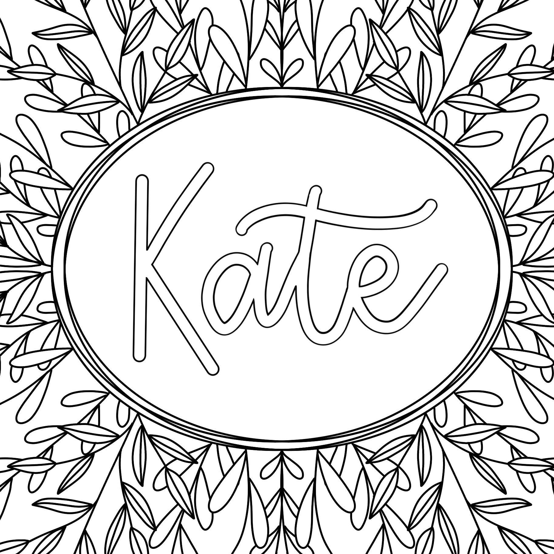 Custom Name Coloring Page Personalized Name Printable Etsy