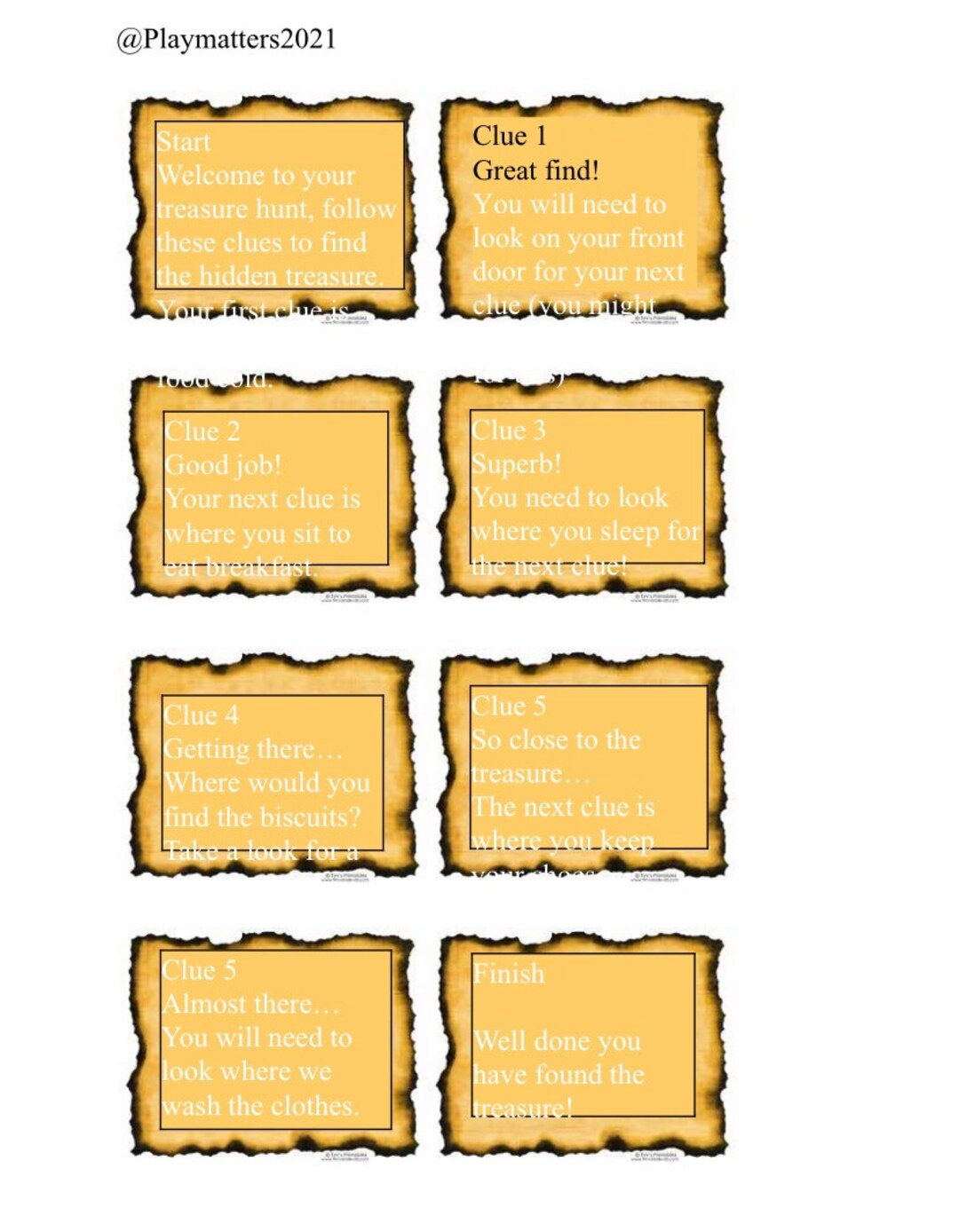 Editable Printable Treasure Hunt Clues Etsy