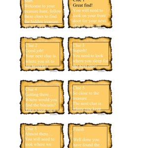 Editable printable treasure hunt clues