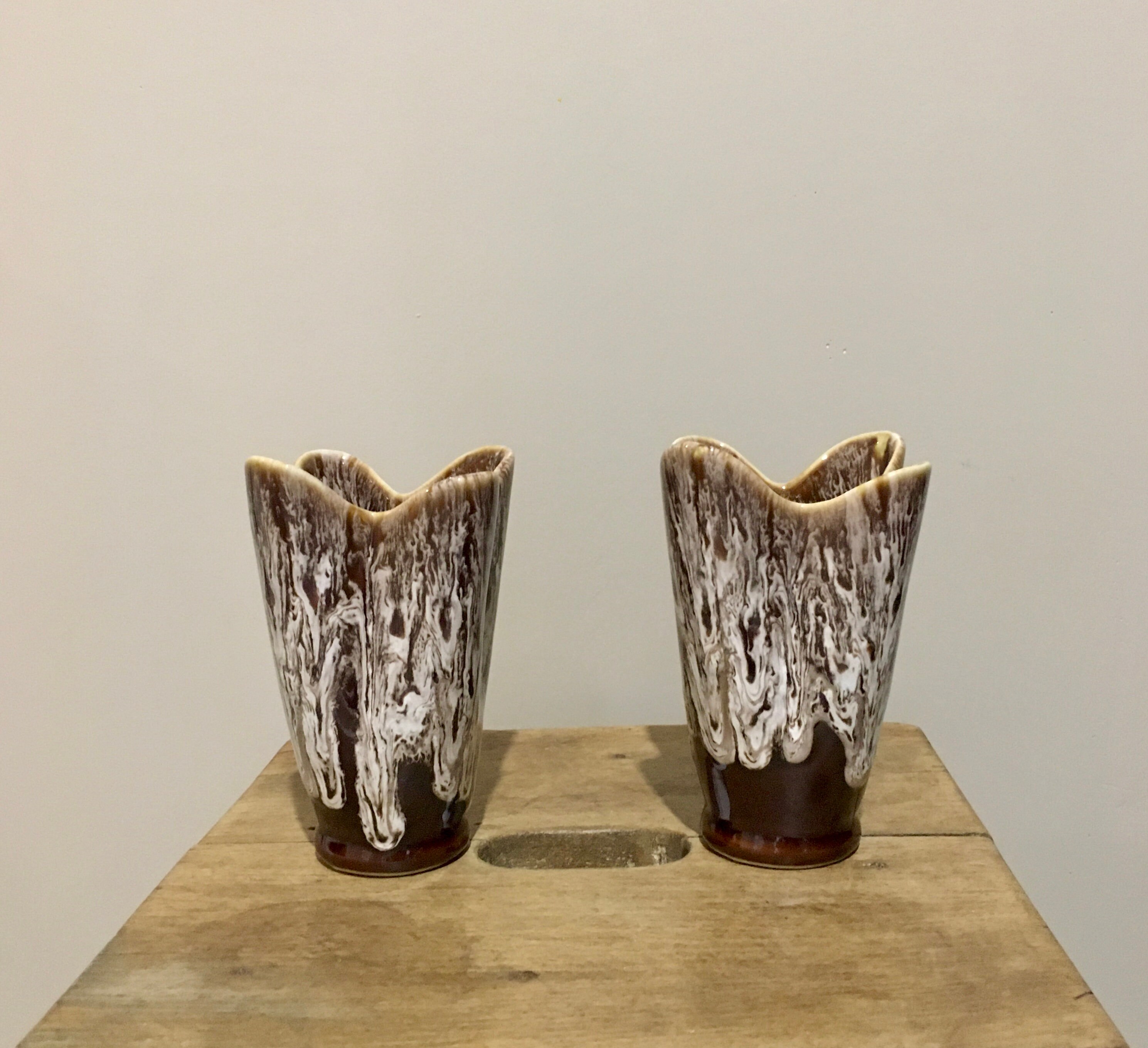 Paire de Vases Fat Lava Ancien West Germany Vintage Céramique