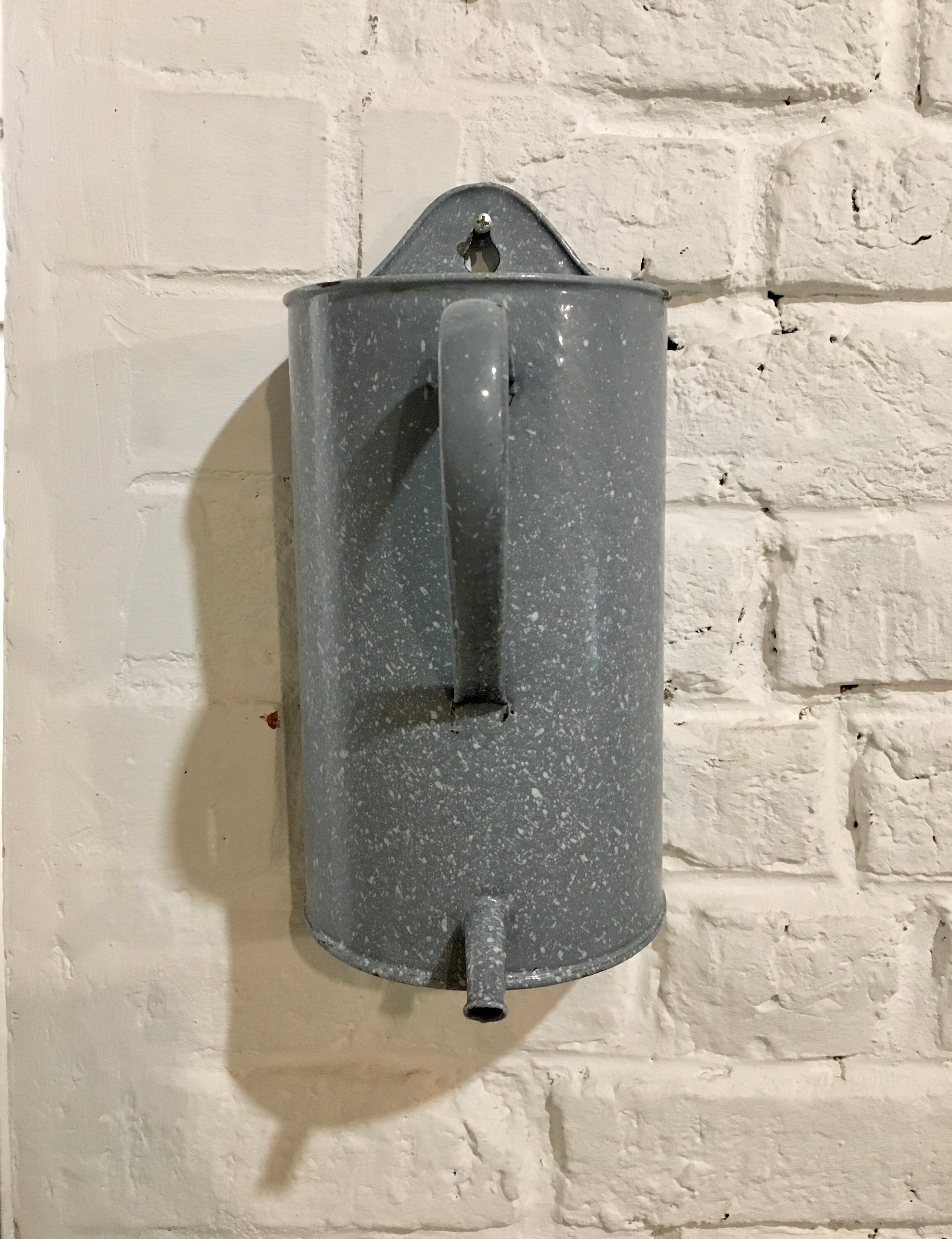 Ancien Pot Tôle Émaillée Français Vintage Jardinière Cache Pot