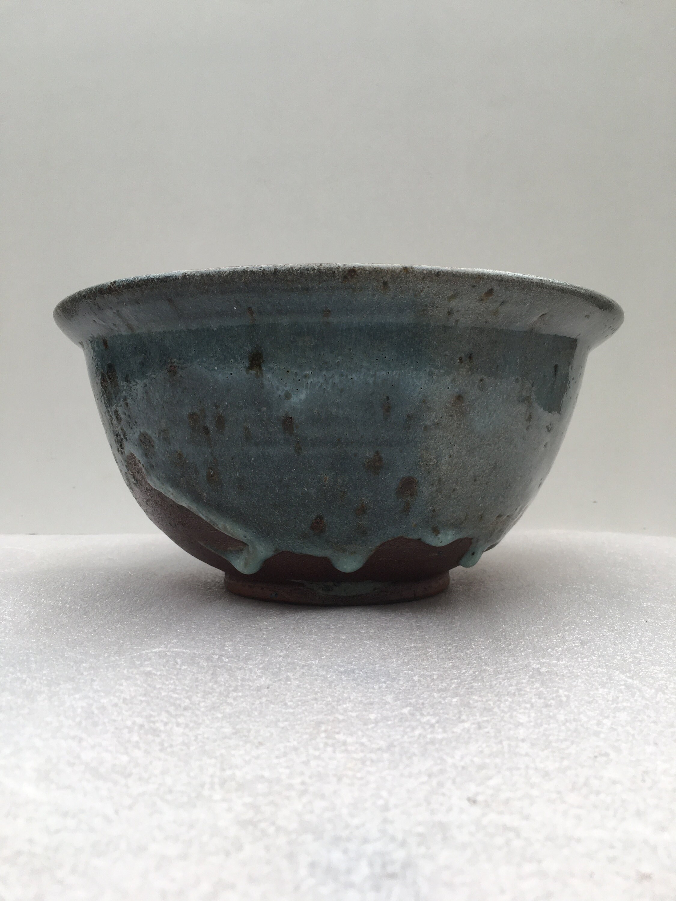 Saladier Grès Émail Bleu Antique Français Ancien Bowl Vintage