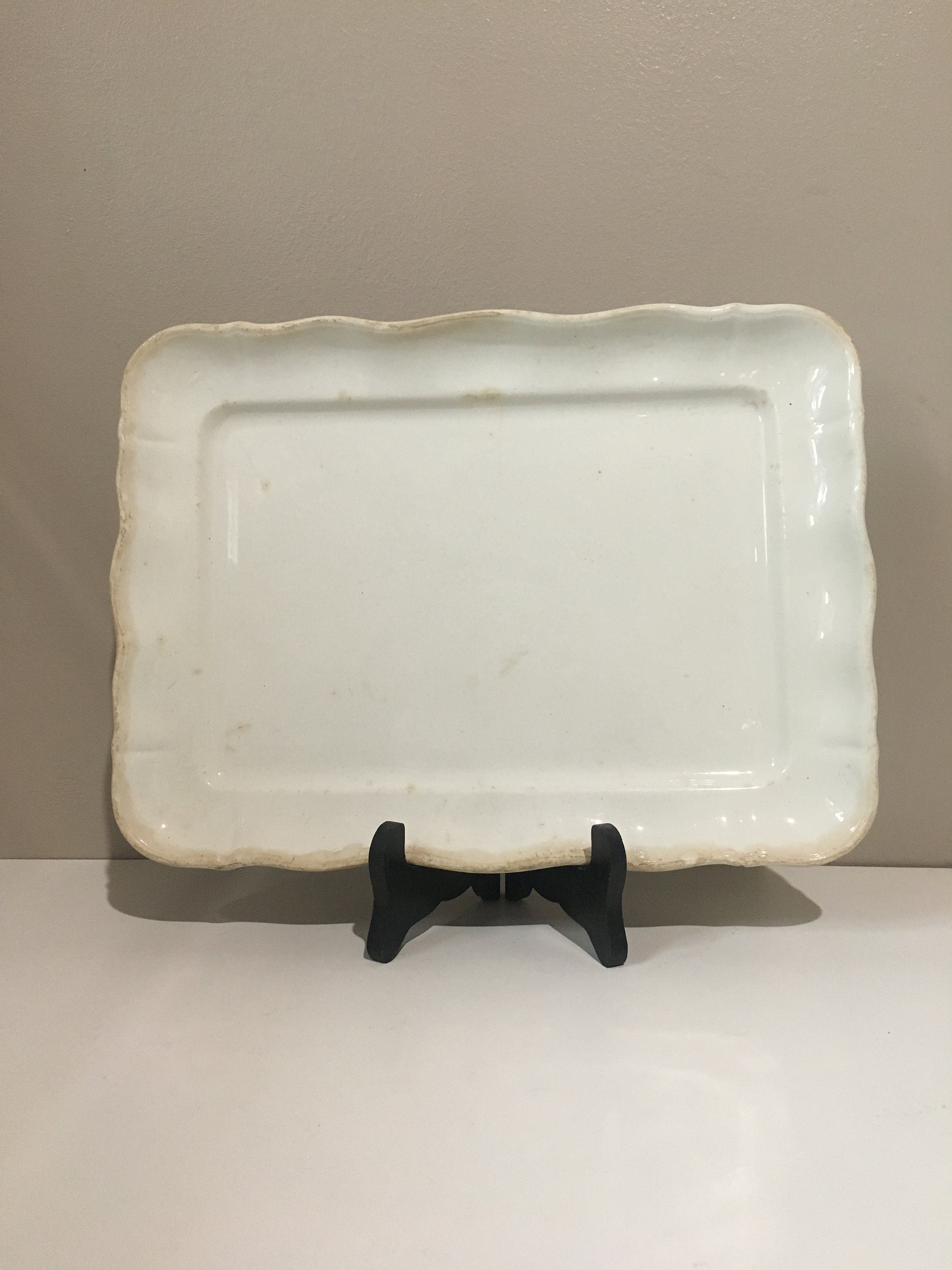 Plat Xixème en Porcelaine Blanche Ancien 19Ème Français Luneville