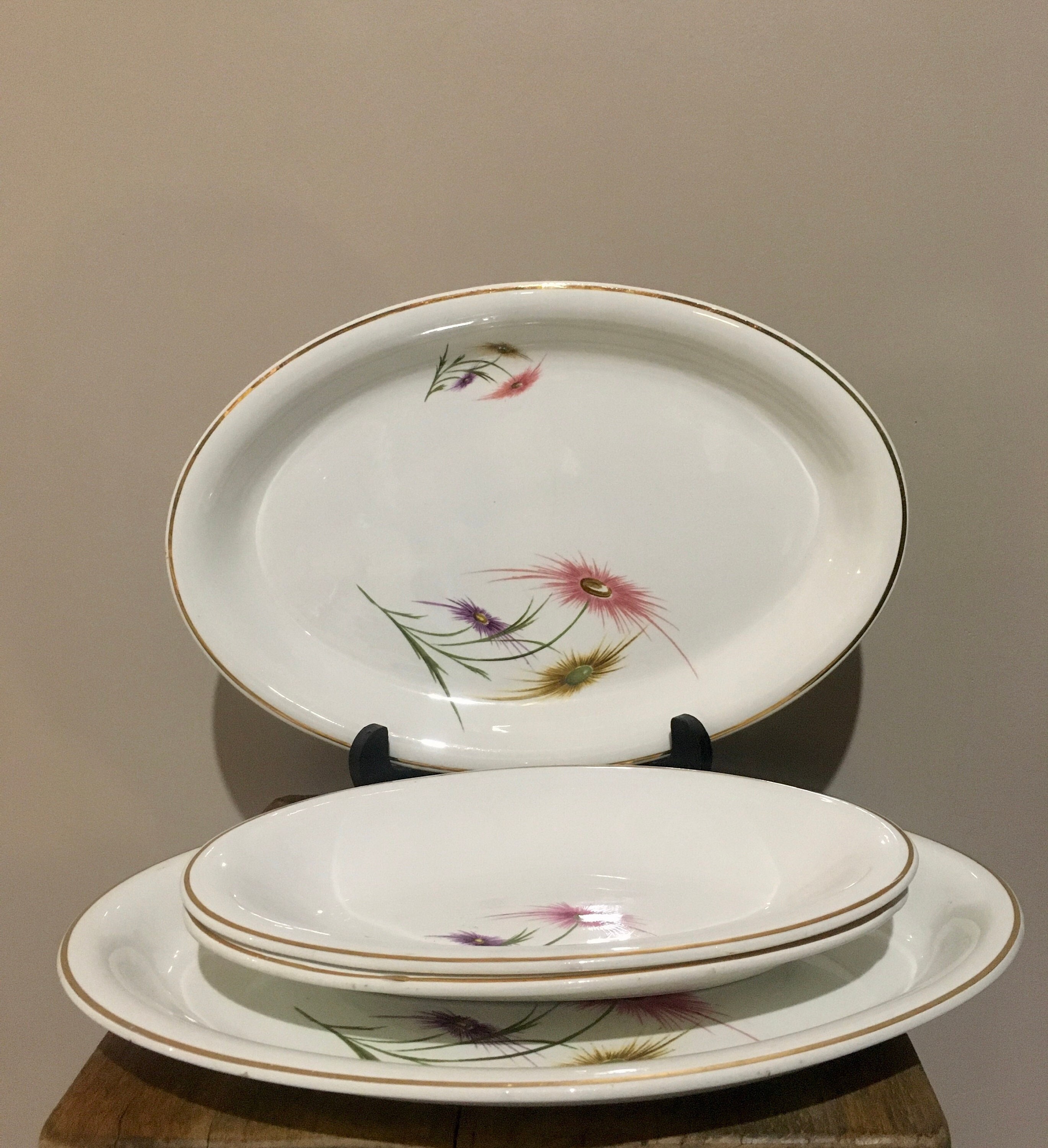 Ensemble Assorti Plats Anciens Art Deco Français Céramique Vintage Sarreguemines