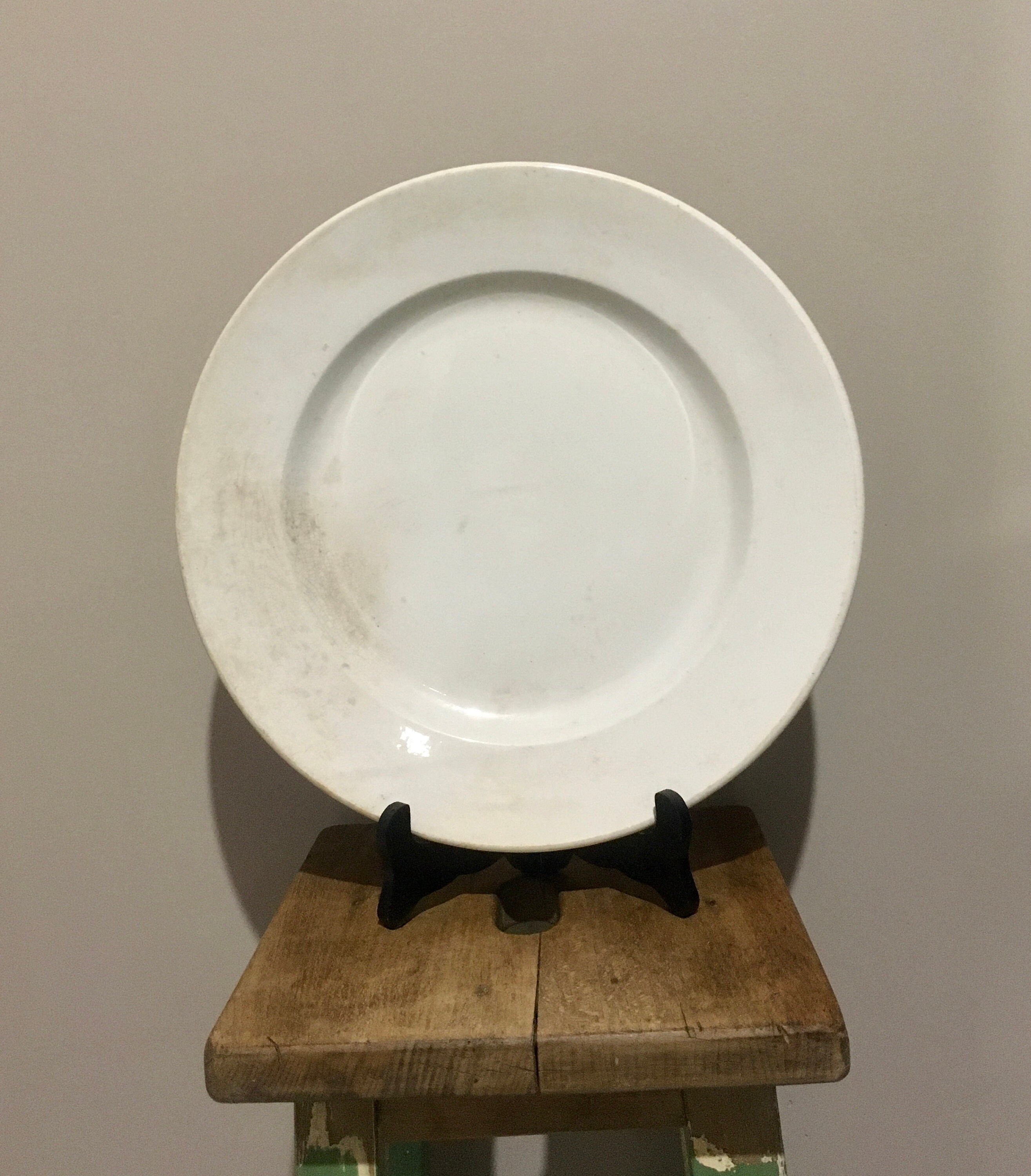 Très Grand Plat Creil & Monterau en Porcelaine Blanche Ancien 19Ème Francais