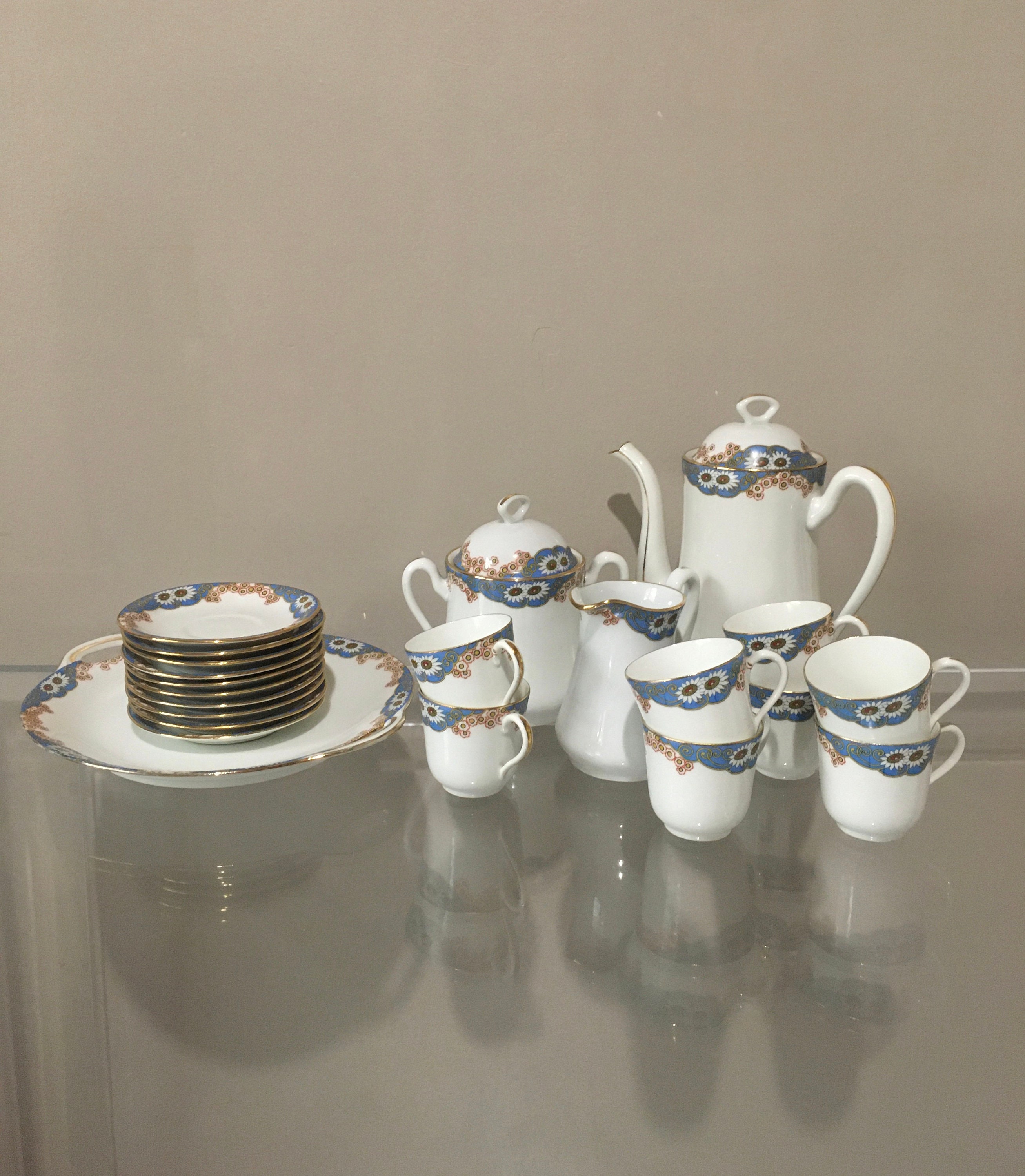 Service Café Art Deco Limoges William Guerin Scd Français Ancien Vintage