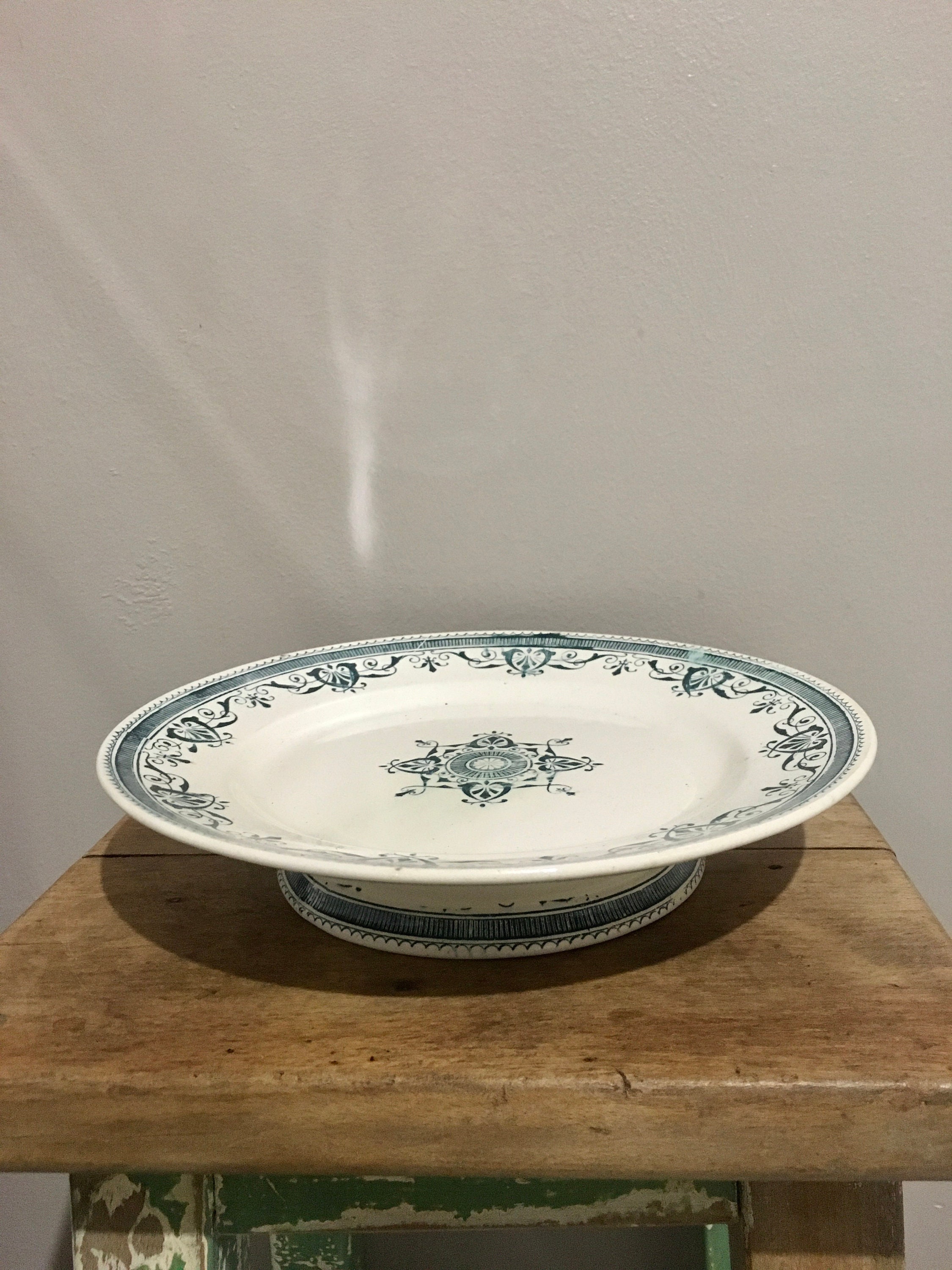 Ancien Compotier Creil & Montereau 1900 Ancien Transferware Stand Pâtisserie Vintage Francais