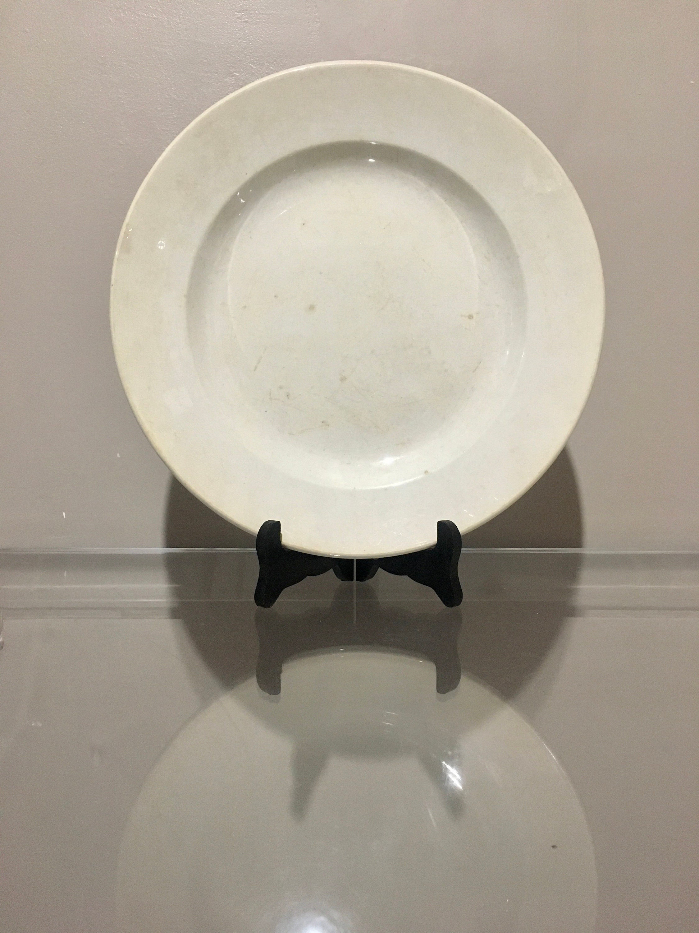 Grand Plat Rond 1800 Ancien Porcelaine Blanche Français Sarreguemines