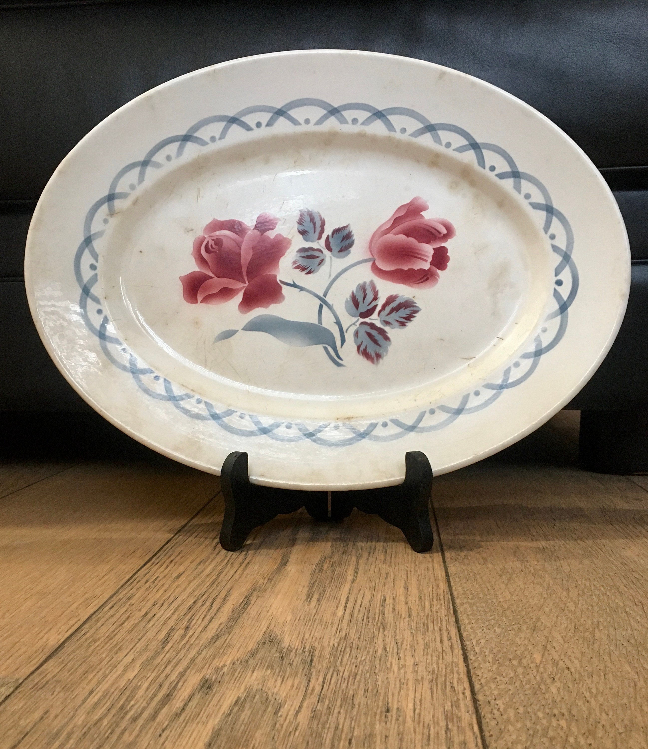 Plat Ancien Ovale de Service France Vintage Sarreguemines Digoin