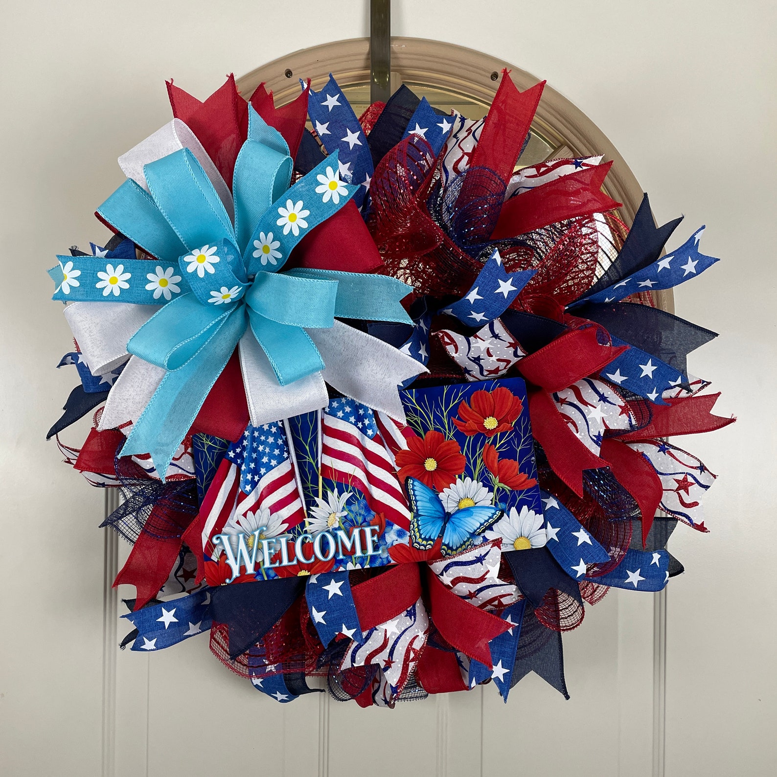 Patriotic Wreaths for Front Door Memorial Day Wreath Summer Etsy