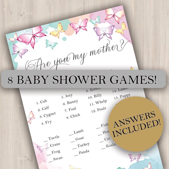 Printable Butterfly Themed Baby Shower Games Bundle 8 games Etsy