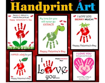 Valentines Day Handprint Art, Keepsake Art, Valentines Day Activities Craft Gift, Digital Download