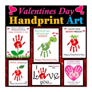 Saint Valentin Handprint Art, Art souvenir, Saint Valentin Activités Artisanat Cadeau, Téléchargement numérique