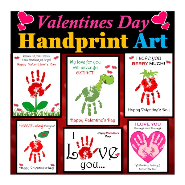 Valentines Day Handprint Art, Keepsake Art, Valentines Day Activities Craft Gift, Digital Download