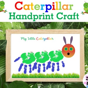 Hungry Caterpillar Handprint Keepsake Art Craft, Hungry Caterpillar bulletin board ideas Craft, Hungry Caterpillar craft card, Printable
