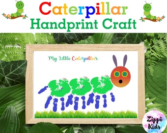 Hungry Caterpillar Handprint Keepsake Art Craft, Hungry Caterpillar bulletin board ideas Craft, Hungry Caterpillar craft card, Printable