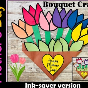 Manualidad del Día de la Madre, Manualidad de ramo de flores imprimible, Actividad de escritura del Día de la Madre Manualidad para mamá abuela, Regalo del Día de la Madre, Regalo de mamá, Tarjeta