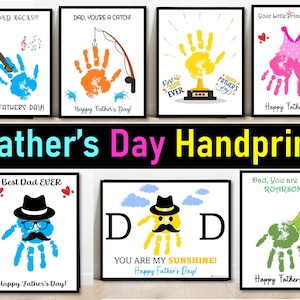 Cadeau d'art souvenir empreinte de main fête des pères pour papa, activités artisanales de fête des pères, carte souvenir personnalisée empreinte de main bricolage pour oncle, grand-père
