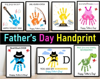 Fathers Day Handprint Keepsake art gift for Dad, Fathers Day Craft Activities, DIY Personalized keepsake Handprint Card for Uncle, Granddad