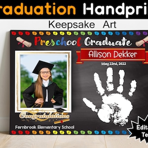 Preschool Graduation Handprint, Pre-K Graduation, Kindergarten Graduation, 1st Grade, 2nd Grade Graduation  Printable Photo Certificate