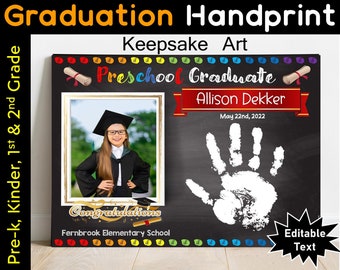 Preschool Graduation Handprint, Pre-K Graduation, Kindergarten Graduation, 1st Grade, 2nd Grade Graduation  Printable Photo Certificate
