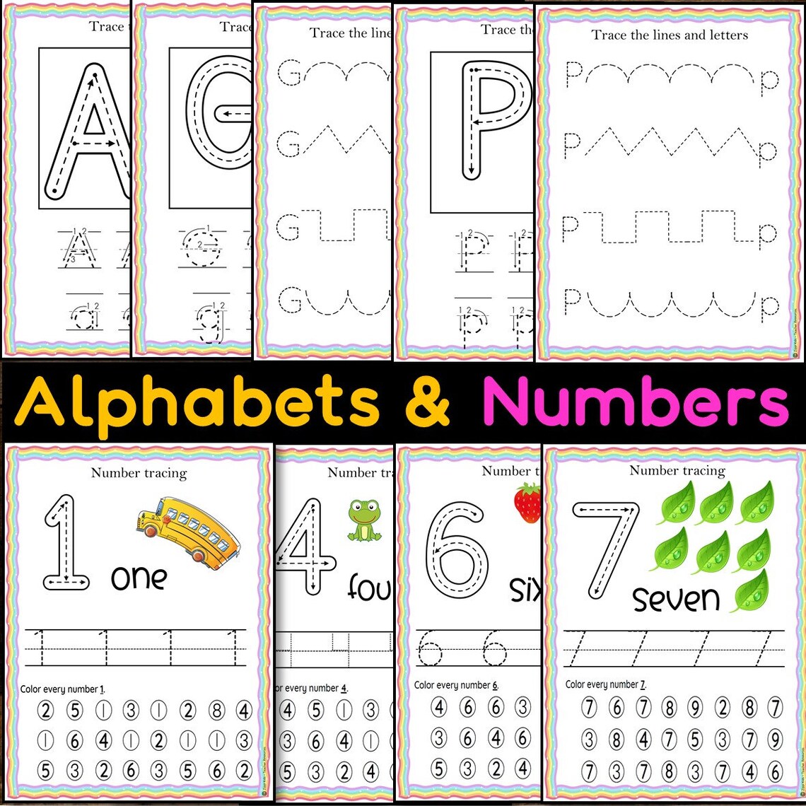 Prewriting Tracing Lines Letters & Numbers Activity Printable Etsy