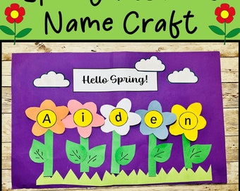 Sprint Craft, Printable Spring Flower Name Craft Activities, Bulletin Board ideas DIY Spring Craft for kids,