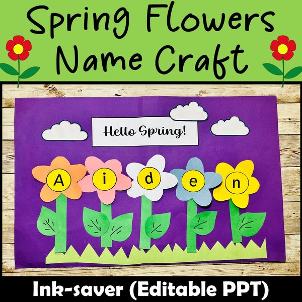 Sprint Craft, Printable Spring Flower Name Craft Activities, Bulletin Board ideas DIY Spring Craft for kids,