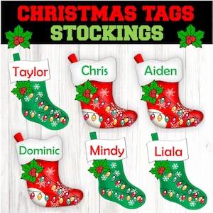 Christmas Stocking Name Tags | Editable Cubby Labels , Student name tags