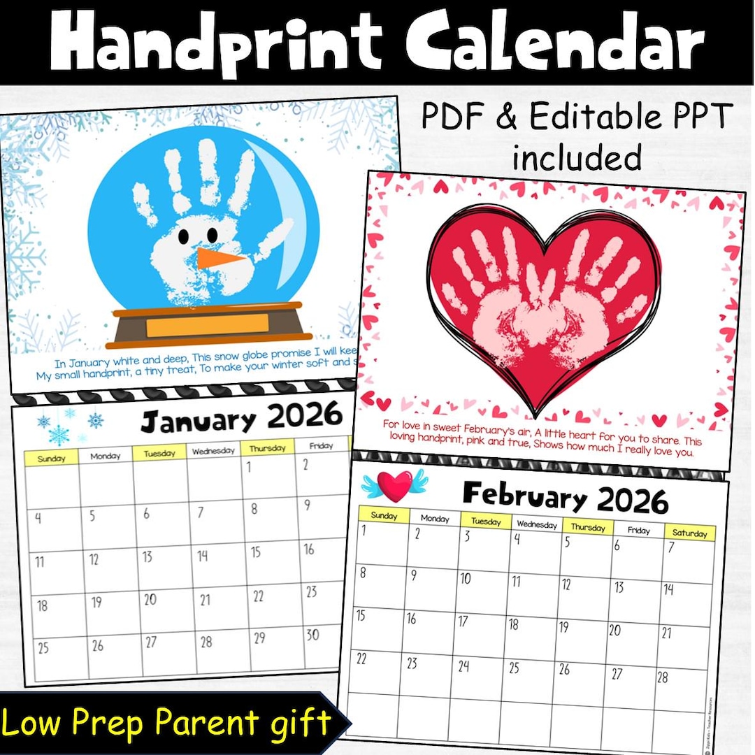 2026 Handprint Calendar Keepsake, Student Gift for Parent , New Year ...