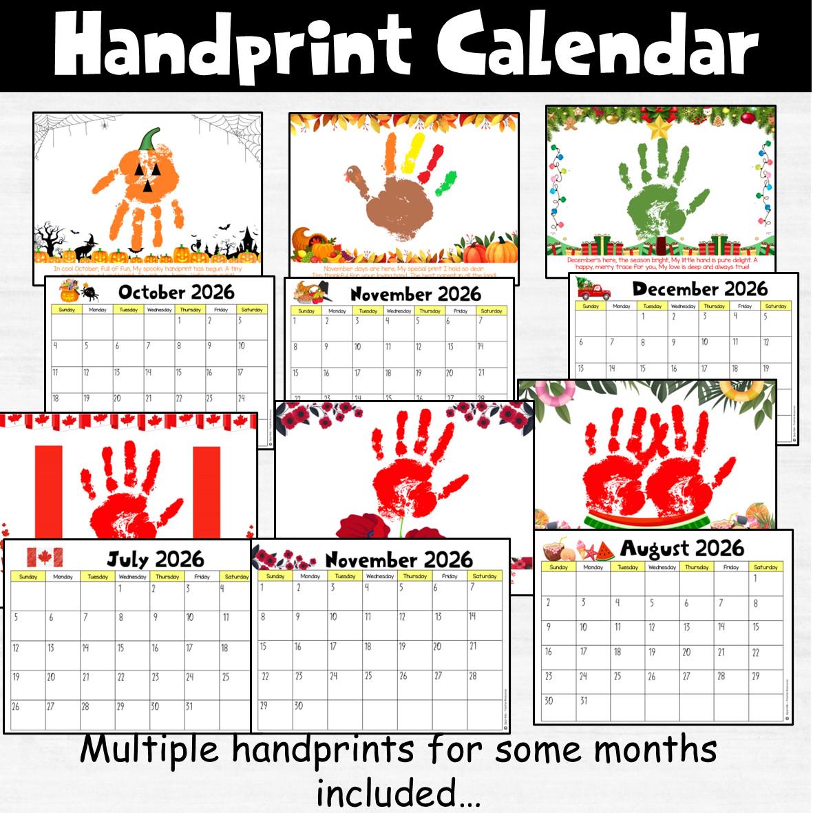 2026 Handprint Calendar Keepsake, Student Gift for Parent , New Year ...