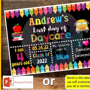 Editable last day of Daycare sign template with memories, Last day of School Sign, Chalkboard Template, Printable, Instant download,
