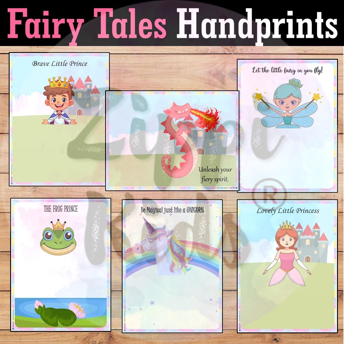 Fairy Tale Handprint Art Crafts, Princess, Unicorn, Dragon (printable ...