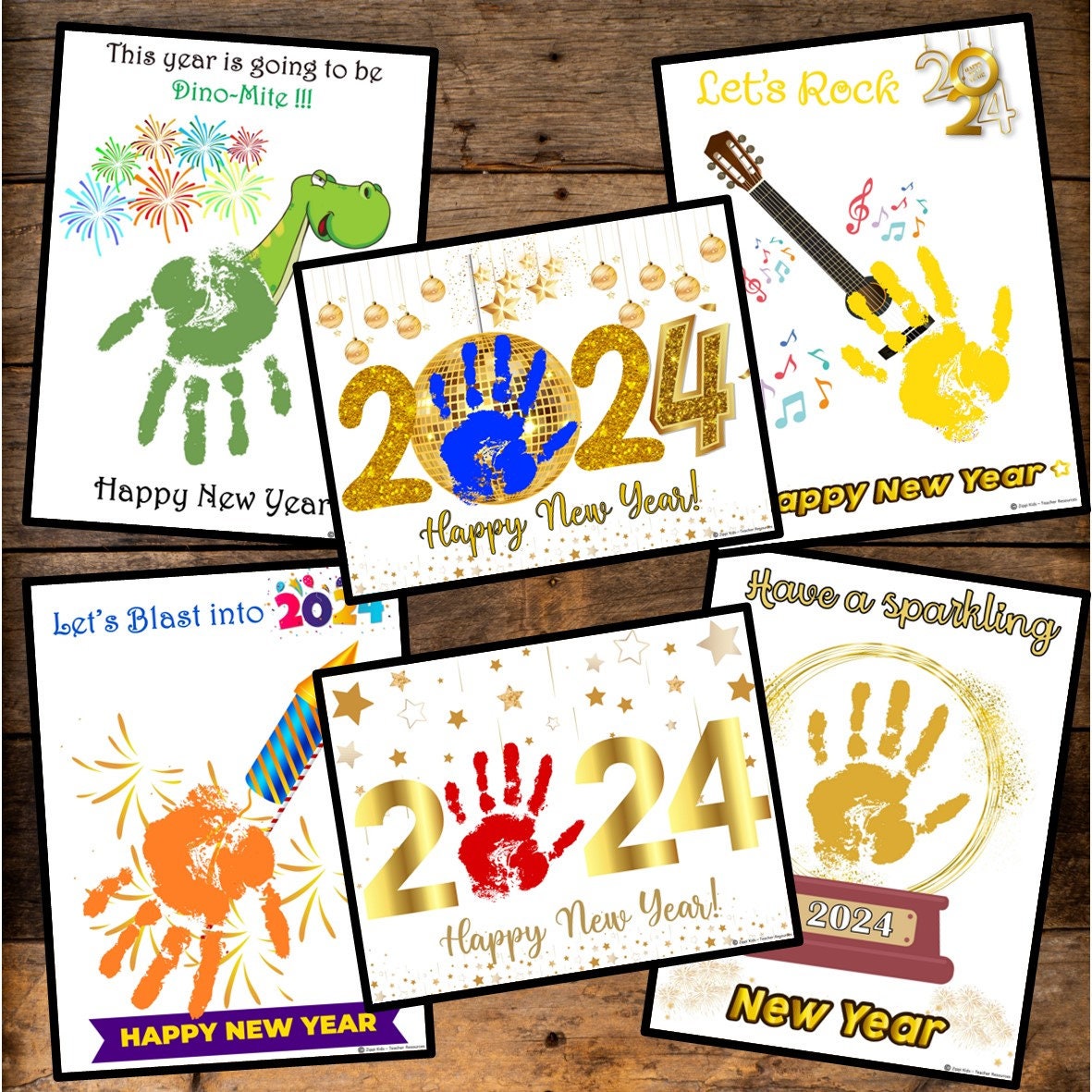 New Year 2025 Handprint Keepsake Art Bundle, Craft, Happy New Year