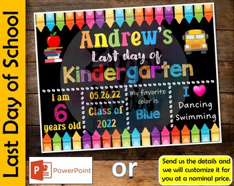 Editable last day of Kindergarten sign template with memories, Last day of School Sign, Chalkboard Template, Printable, Instant download,