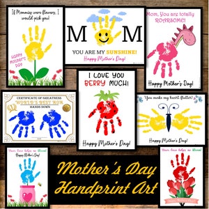 Muttertag Handabdruck Andenken Kunst, Muttertagsgeschenk für Mama, Muttertag Bastelaktivitäten, DIY Personalisierte Karte für Mama, Mama, Nana
