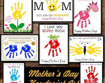 Muttertag Handabdruck Andenken Kunst, Muttertagsgeschenk für Mama, Muttertag Bastelaktivitäten, DIY Personalisierte Karte für Mama, Mama, Nana