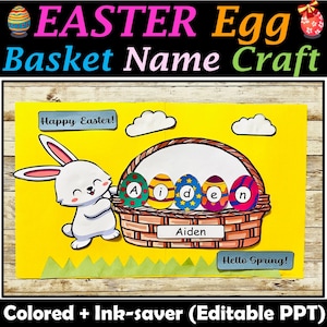 Easter Egg Basket Name Craft, Bulletin Board Activity (Digital Download)