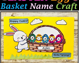 Easter Craft, Printable Name Craft Activities, Easter Egg Basket Craft, Bulletin Board ideas, Easter Bunny Craft