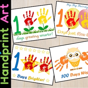 100 Days of School Handprint Art Craft, 100th day of School Activities, 100 Days Smarter, Preschool, Kindergarten Classroom Activity Kids