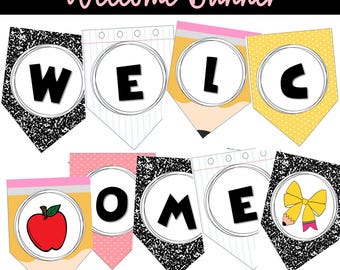 Printable Welcome Back to School Banner, Editable Pencil Bunting (PowerPoint)