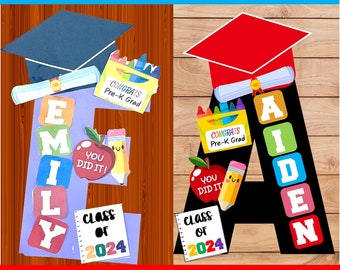 Wycinanka 3D z literami do druku na zakończenie szkoły, tablica ogłoszeń na zakończenie szkoły, przedszkole, przedszkole, przedszkole, dekoracje na przyjęcie z okazji ukończenia szkoły, prezent